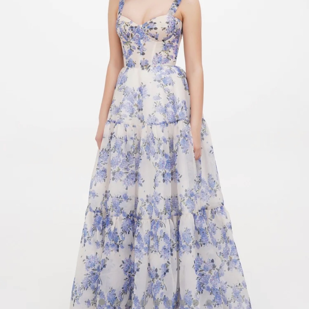 Milla , Tender Tie strap maxi floral Hydrangea dress